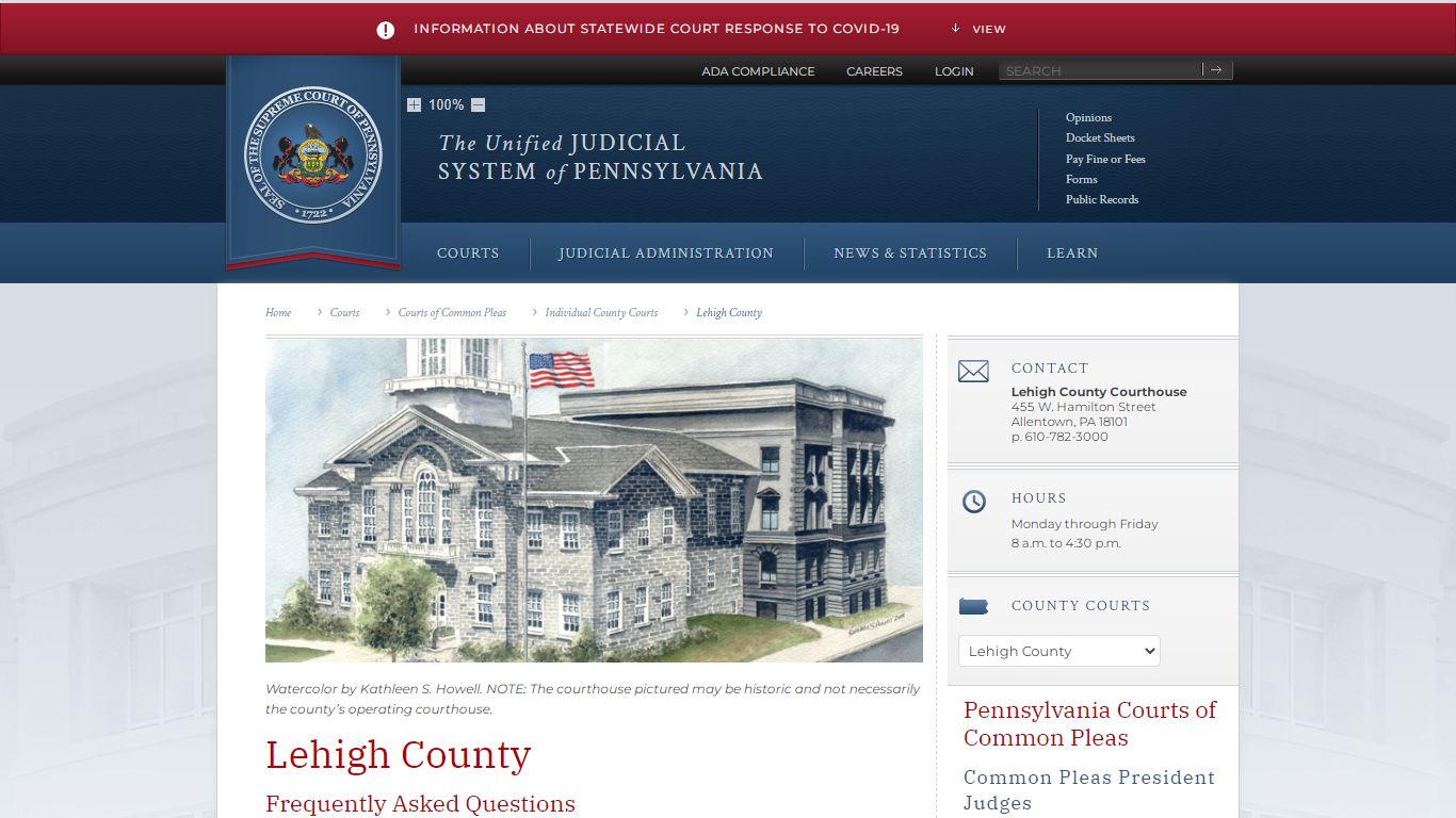 Lehigh County | Individual County Courts | Courts of Common Pleas ...